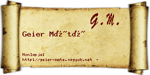 Geier Máté névjegykártya